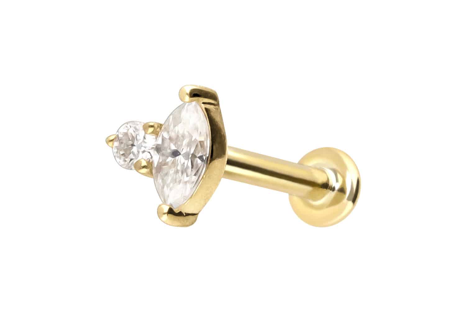 14 Karat Gold Labret mit Push Fit MOISSANIT-DESIGN