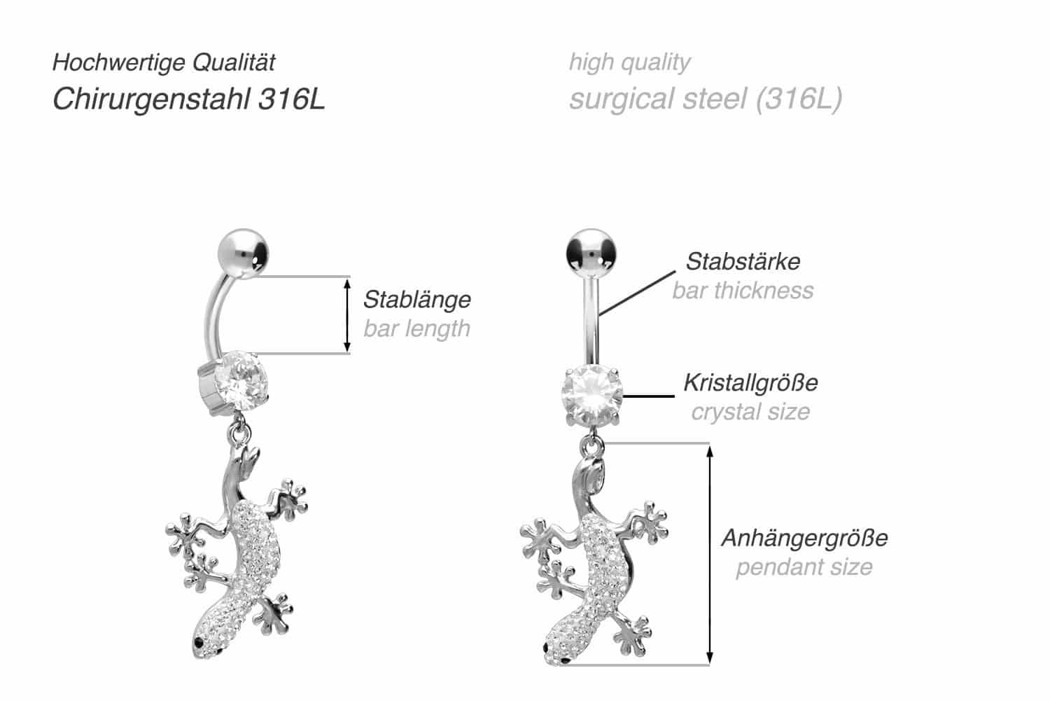 Surgical steel bananabell GECKO