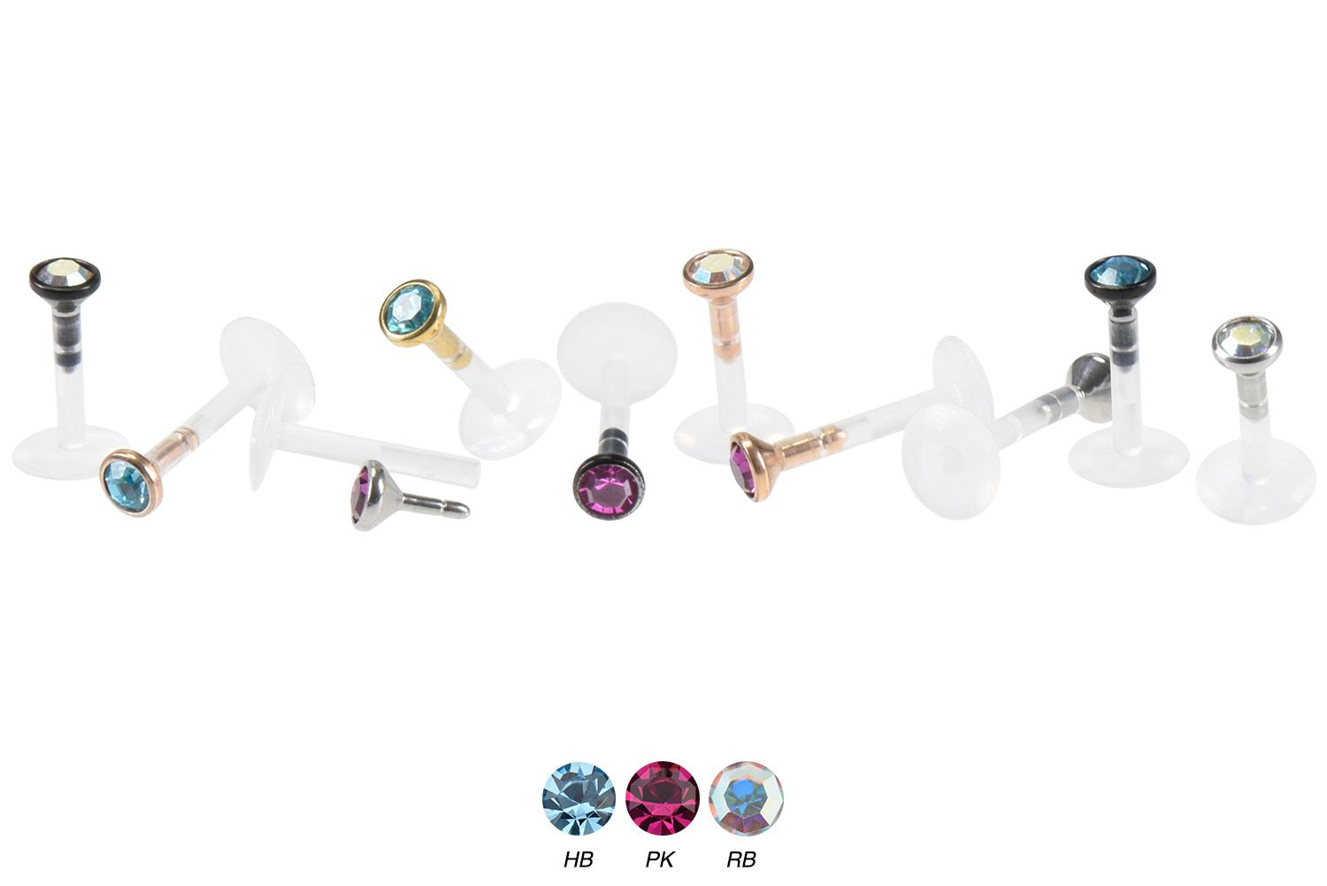 PTFE labret with surgical steel disc crystal - plug in system ++SALE++