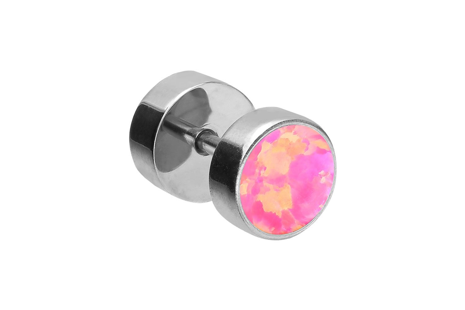 Surgical steel fake plug SYNTHETIC OPAL ++SALE++