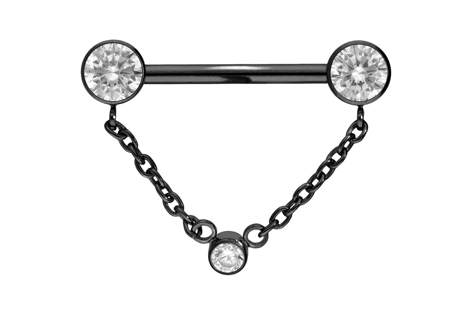 Titanium barbell with push fit CHAIN+ CRYSTAL DISCS