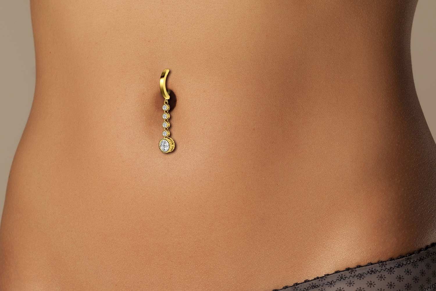 Titanium belly button clicker ARCH + 5 CRYSTALS