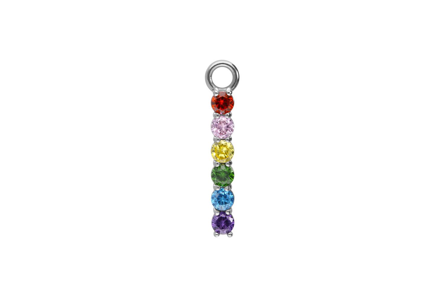 Surgical steel pendant for clickers MULTICOLORED CRYSTAL BAR