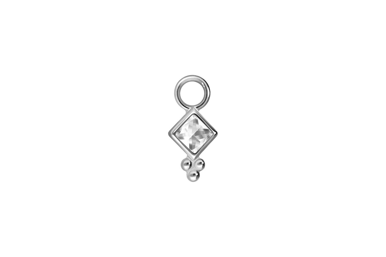 Surgical steel pendant for clickers CRYSTAL SQUARE + BALLS
