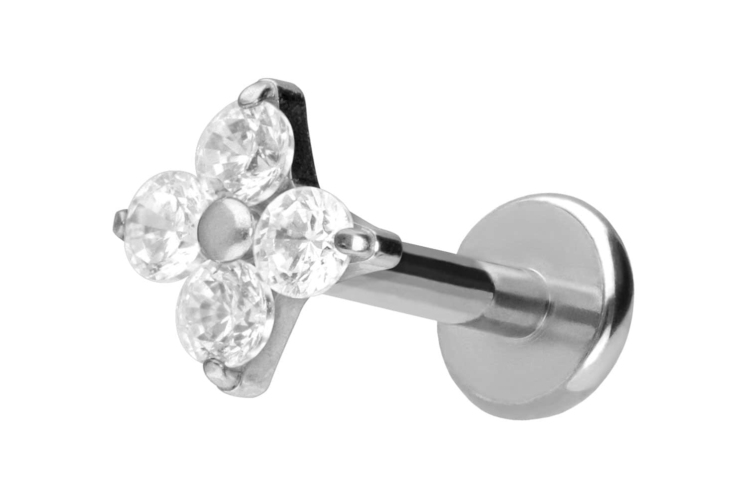 Titanium labret with push fit CRYSTAL FLOWER