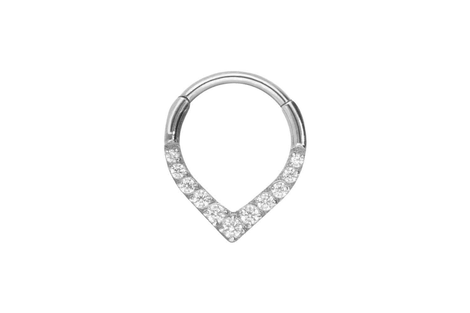 Titanium segment ring clicker TAPERED + 11 SETTED CRYSTALS