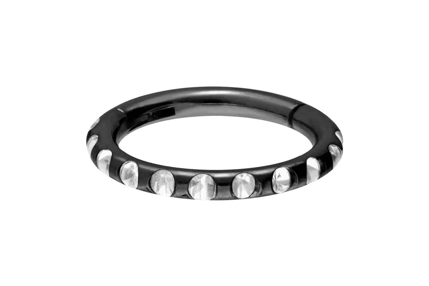 Titanium segment ring clicker CRYSTALS + EPOXY