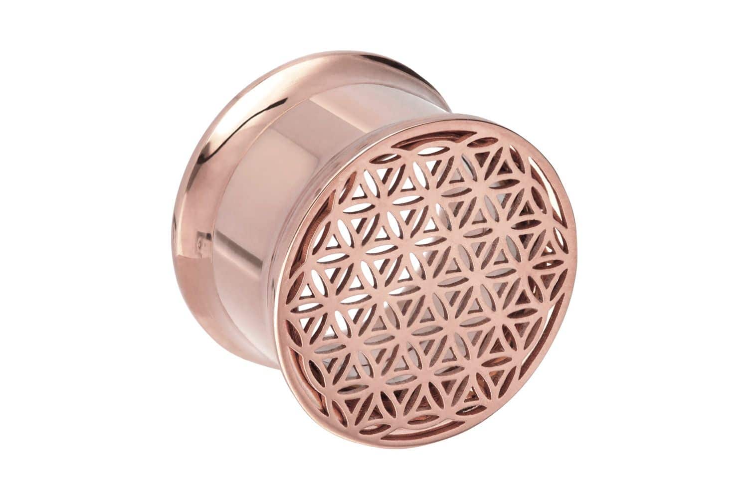 Surgical steel double flared tunnel FLOWER OF LIFE