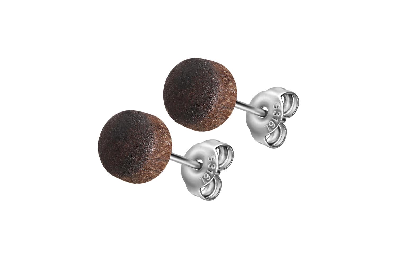 Surgical steel ear studs WOOD DISC