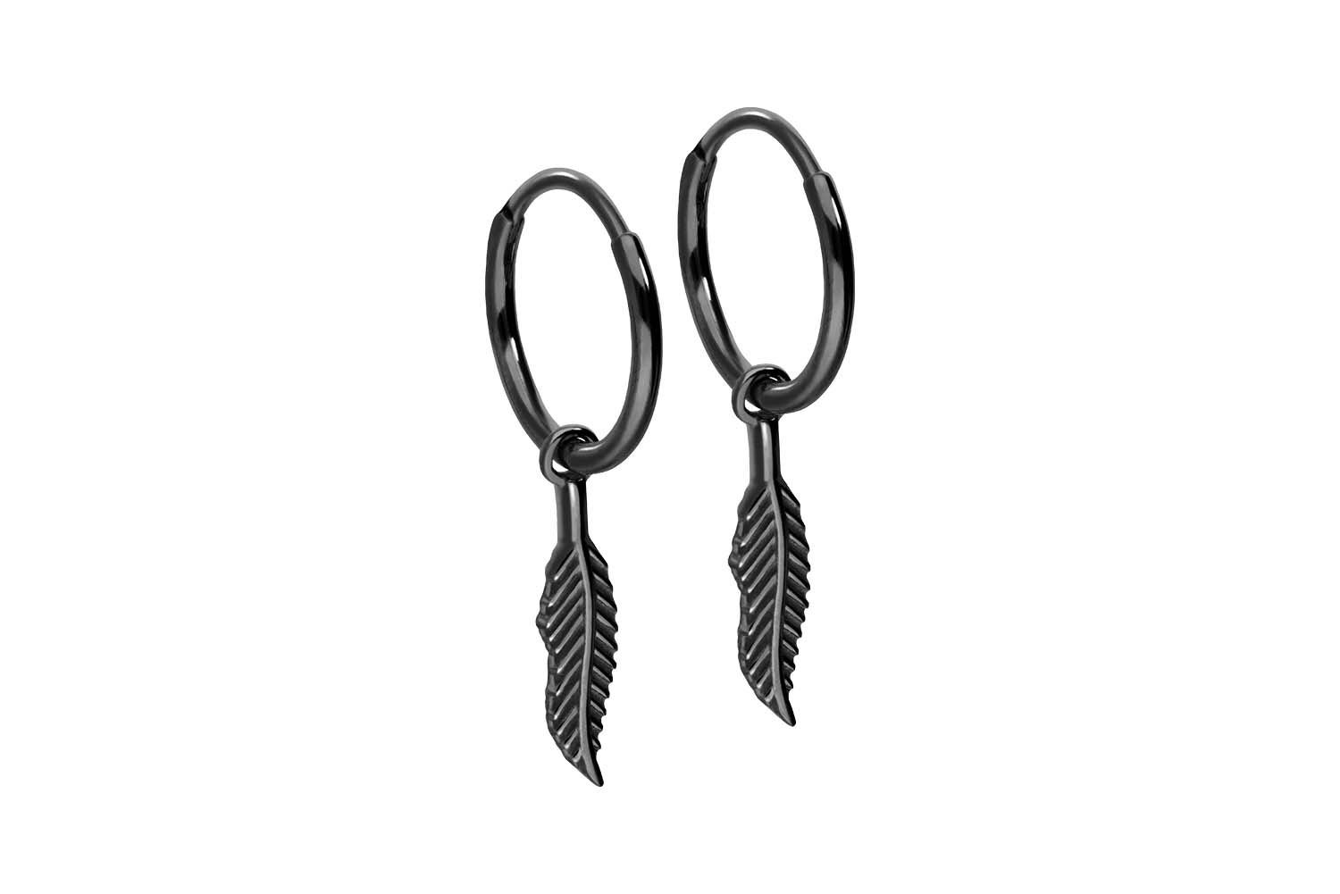 Surgical steel ear clicker creoles FEATHER