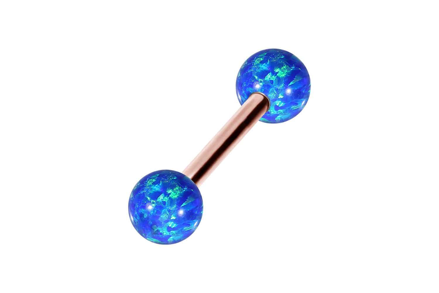 Surgical steel barbell SYNTHETIC OPALS