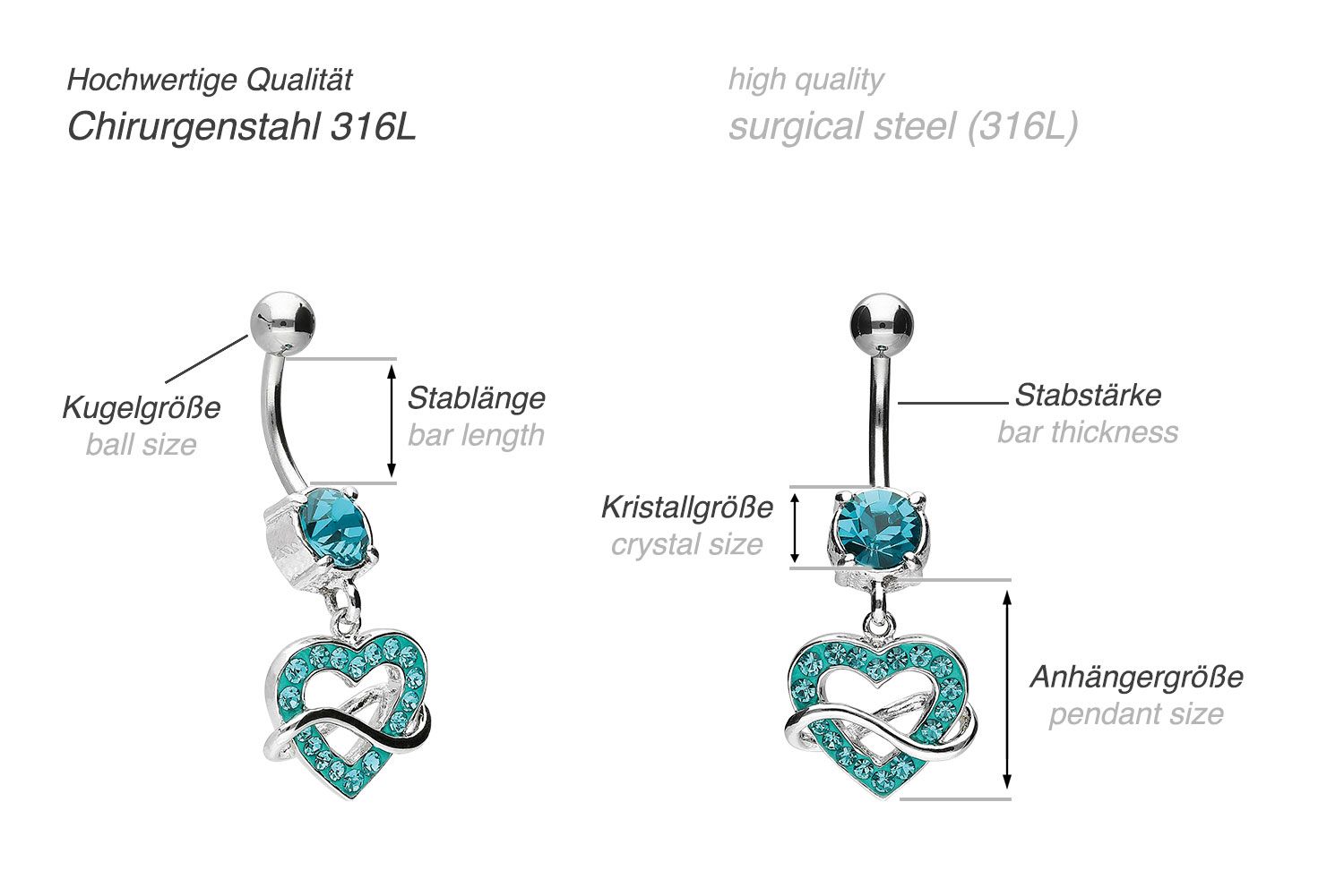 Surgical steel bananabell with brass design HEART + INFINITY ++SALE++