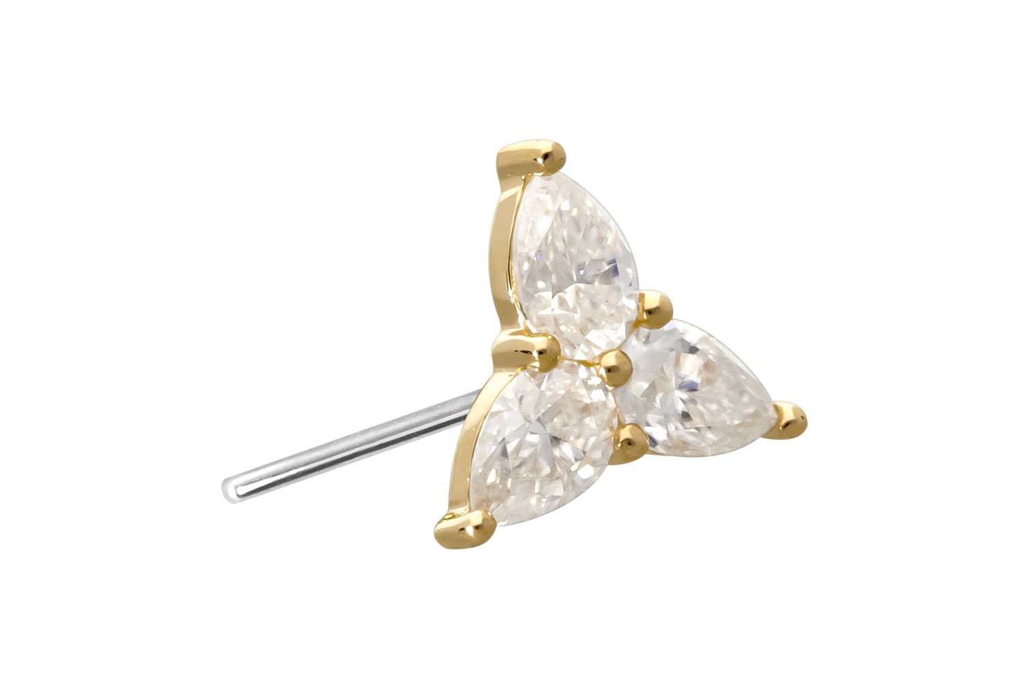 14 Karat Gold Aufsatz mit Titan Push Pin MOISSANIT-BLUME