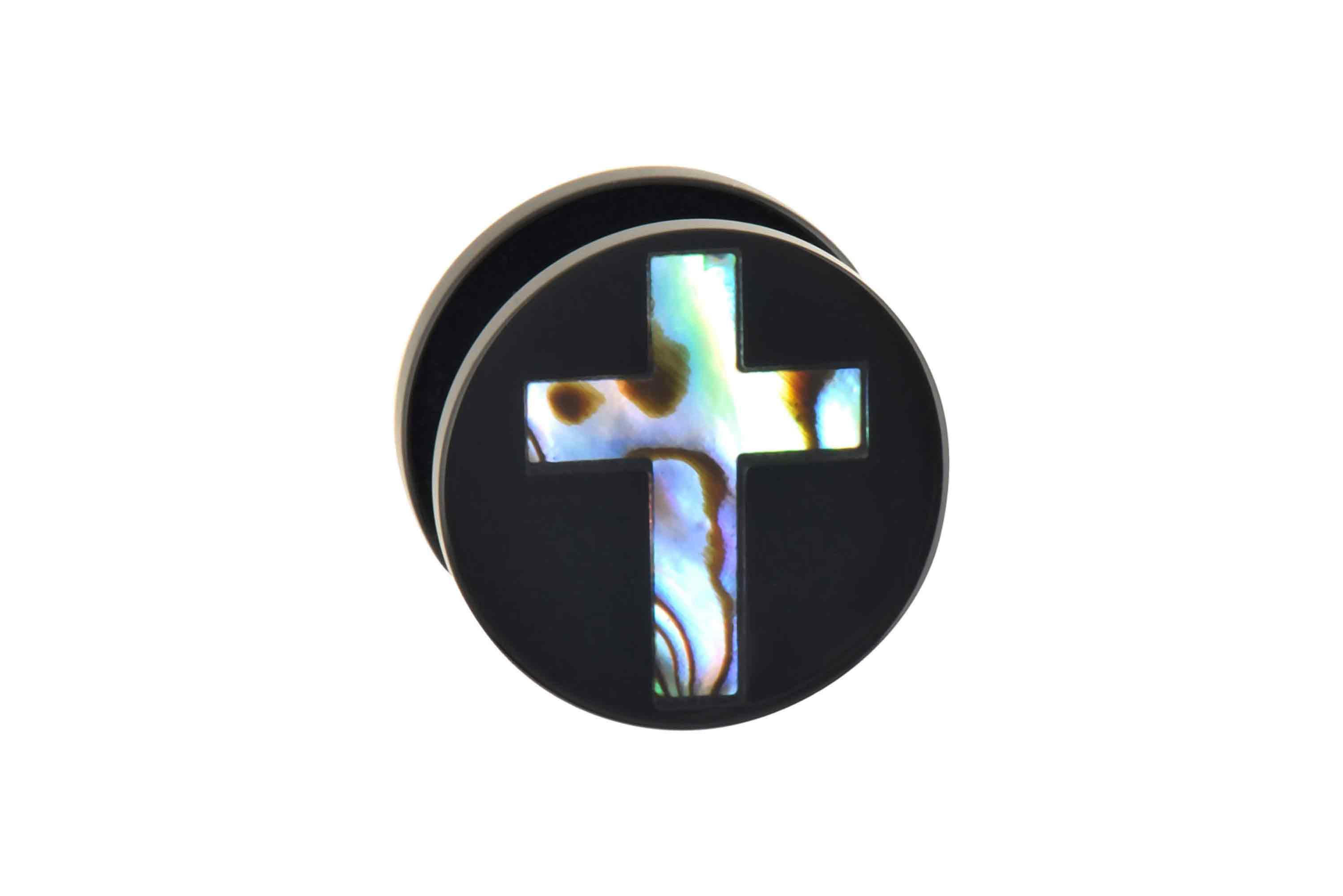 Acrylic plug with abalone shell CROSS ++SALE++