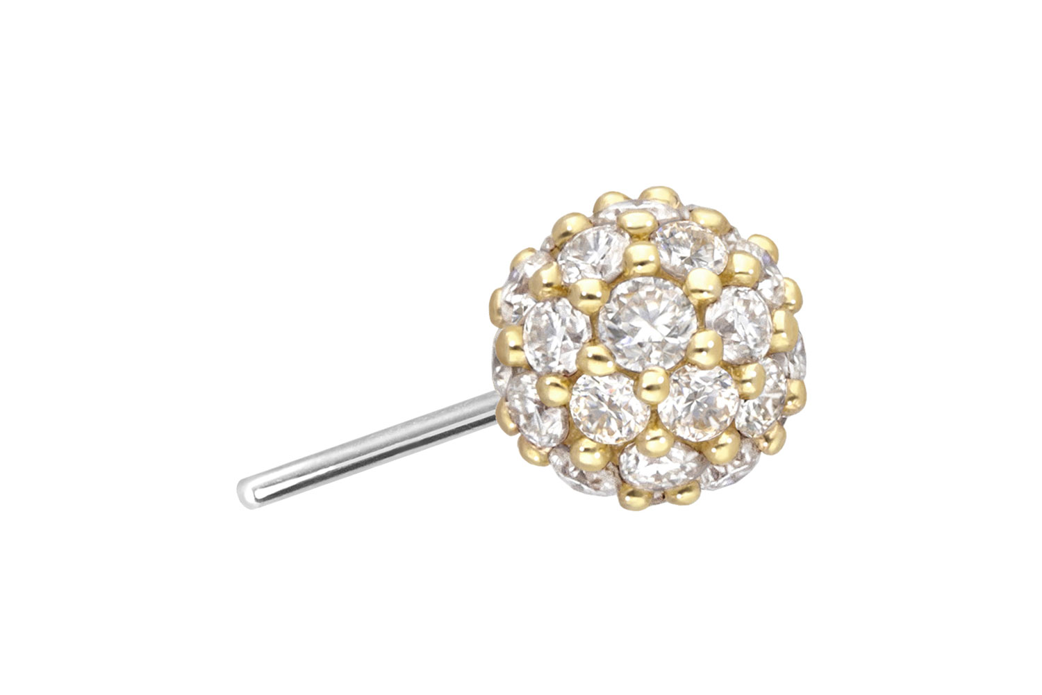 14 carat gold attachment with titanium push pin MULTI MOISSANITE