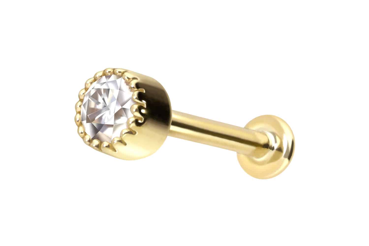 14 Karat Gold Labret mit Innengewinde MOISSANIT-DISC