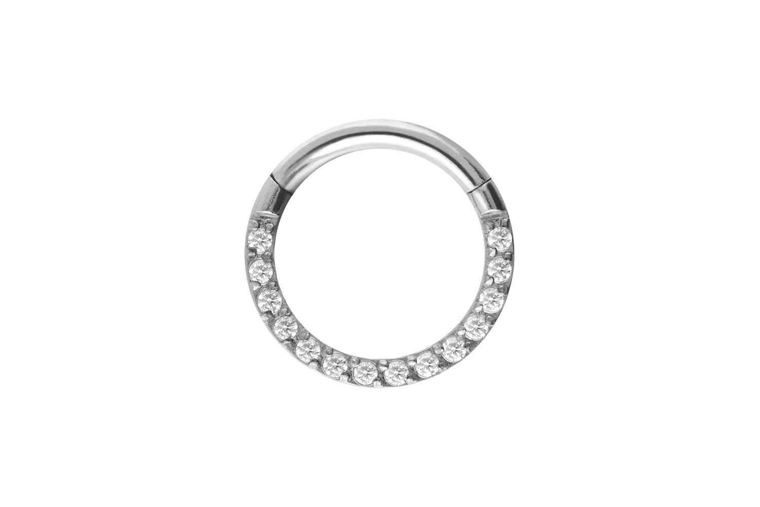 Titanium segment ring clicker SETTED CRYSTALS