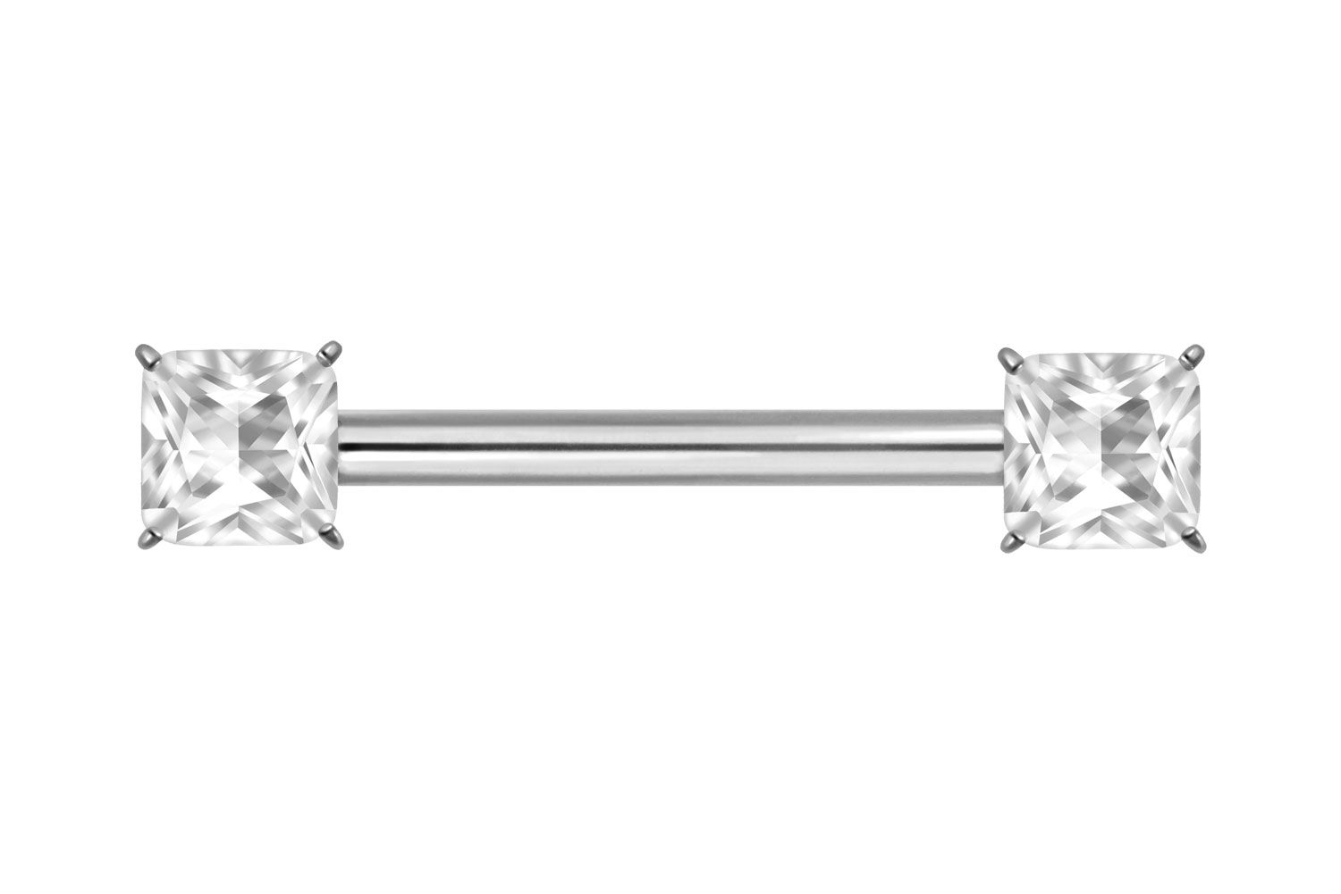 Titanium nipple piercing with internal thread SETTED CRYSTAL SQUARE