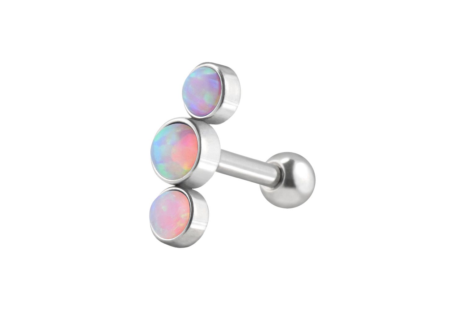 Surgical steel ear piercing 3 SYNTHETIC OPALS ++SALE++