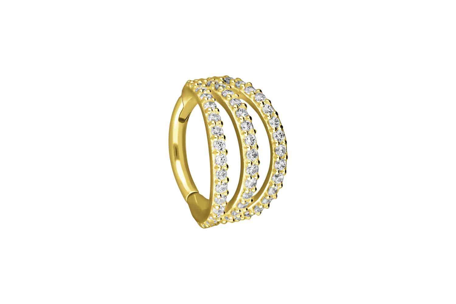 18 carat gold segment ring clicker 3 RINGS + SETTED CRYSTALS