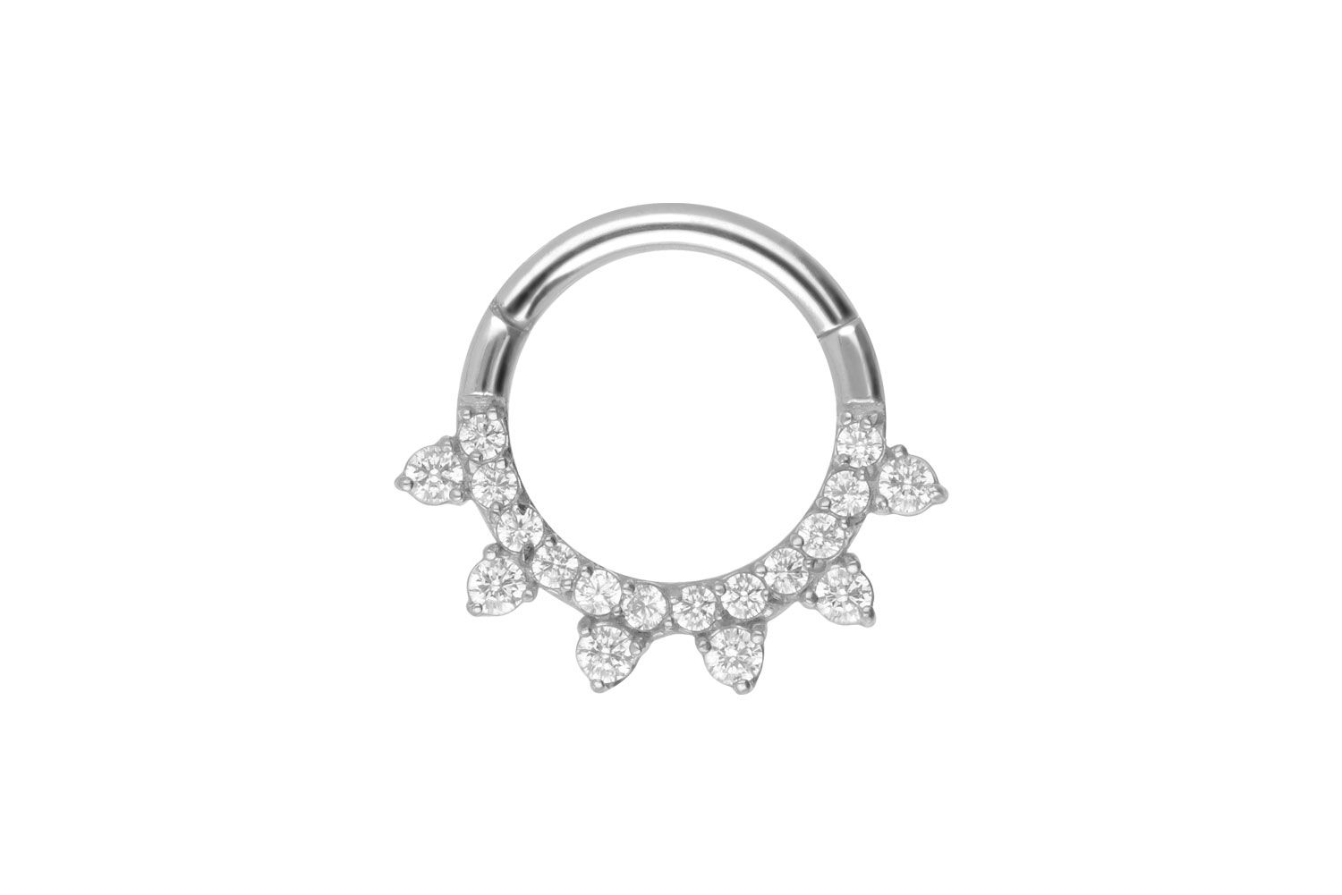 Surgical steel segment ring clicker SETTED CRYSTALS