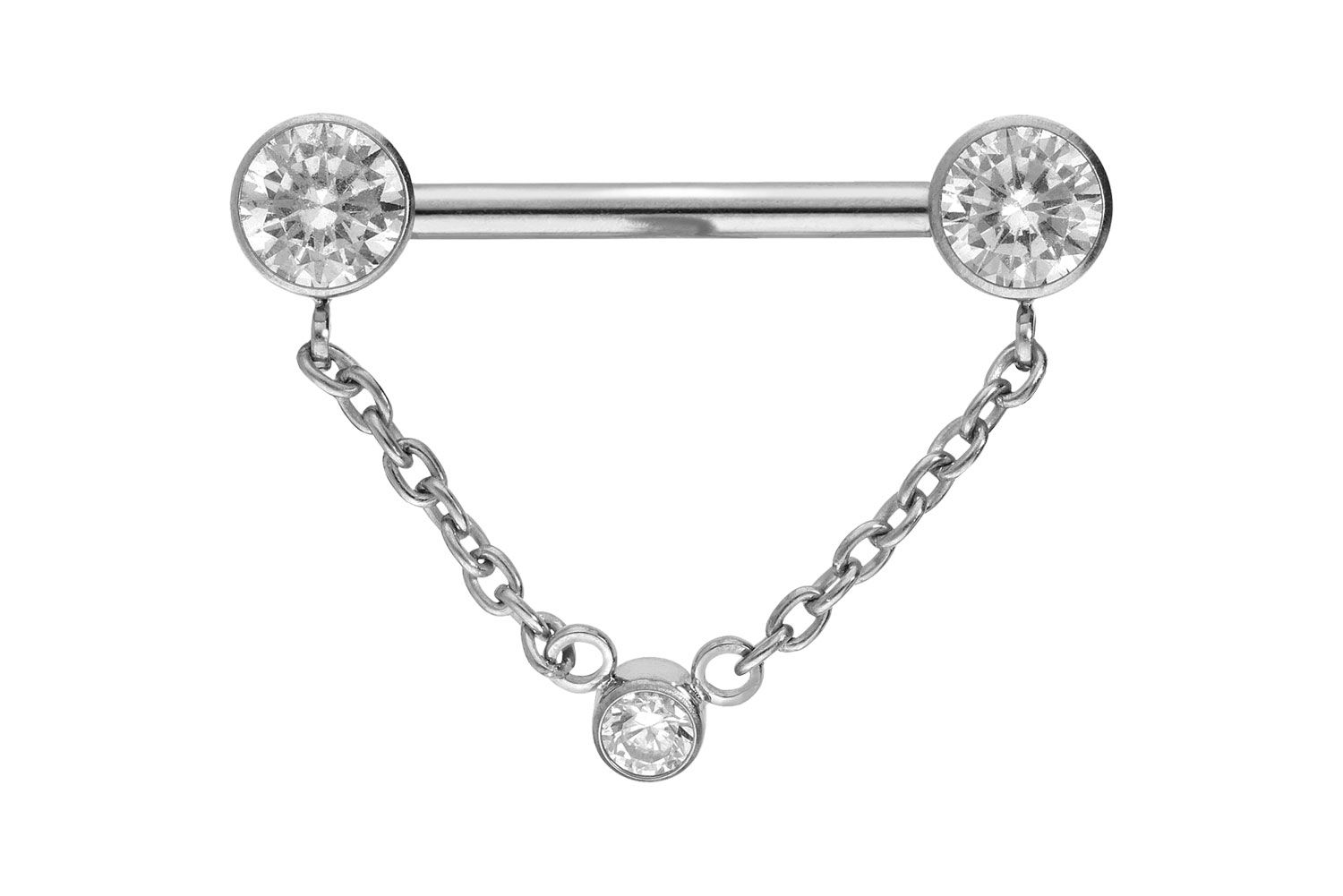 Titanium barbell with push fit CHAIN+ CRYSTAL DISCS