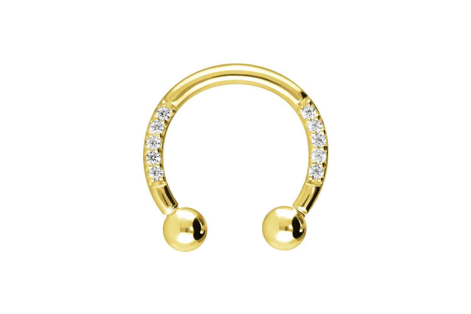 18 carat gold circular barbell SETTED CRYSTALS