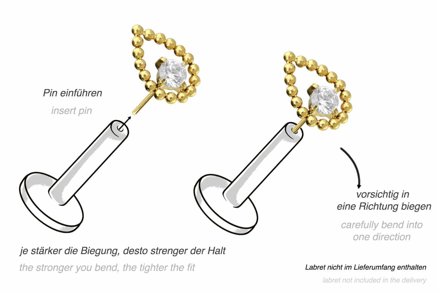 Titanium attachment with push pin DROP + CRYSTAL