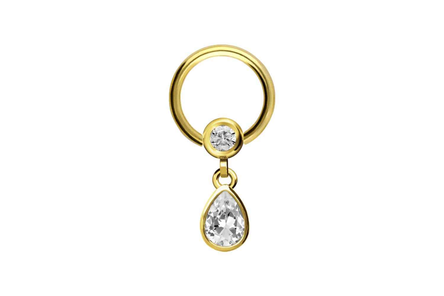 Surgical steel ball closure ring CRYSTAL DROP