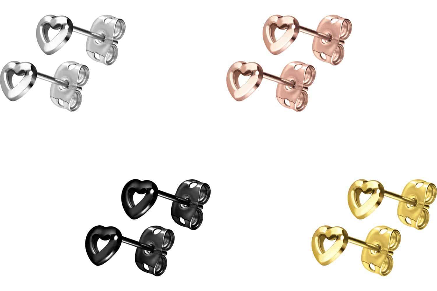 Titanium ear studs HEART