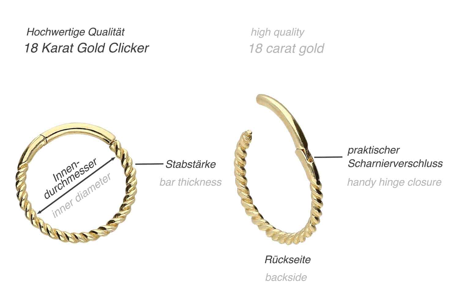 18 Karat Gold Segmentring Clicker GEDREHT