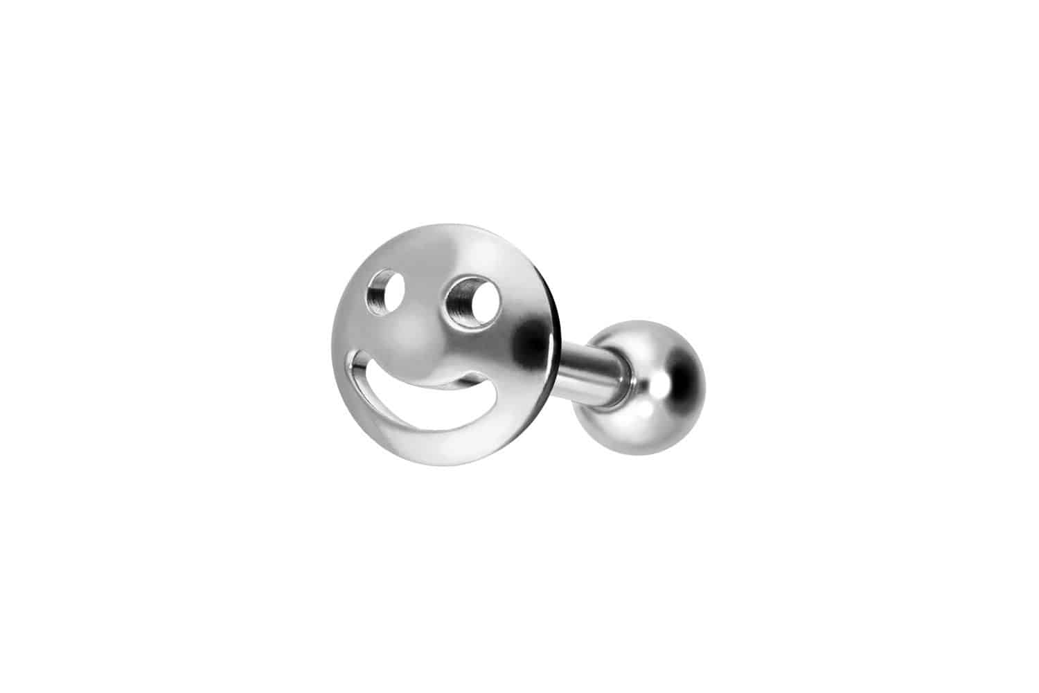 Titanium ear piercing with internal thread LAUGHING FACE