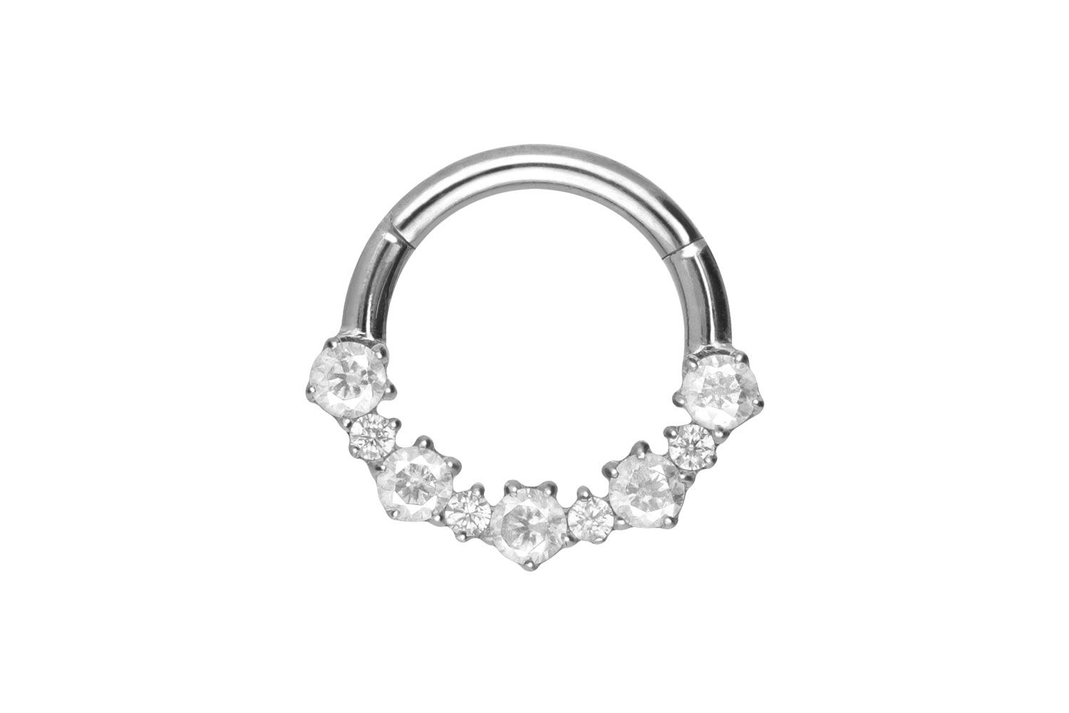 Titanium segment ring clicker SETTED CRYSTALS