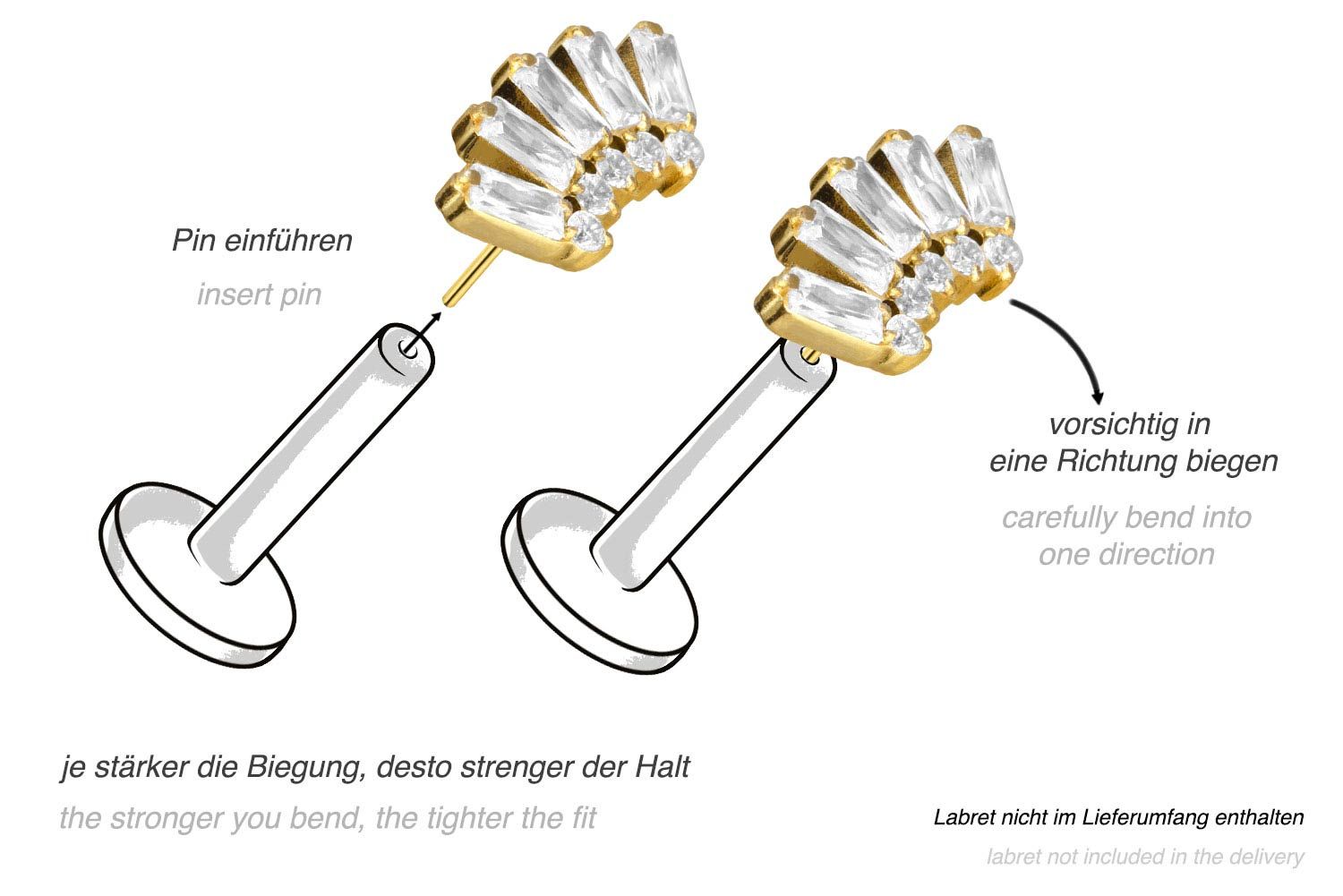 Titan Aufsatz mit Push Pin 10 EINGEFASSTE KRISTALLE