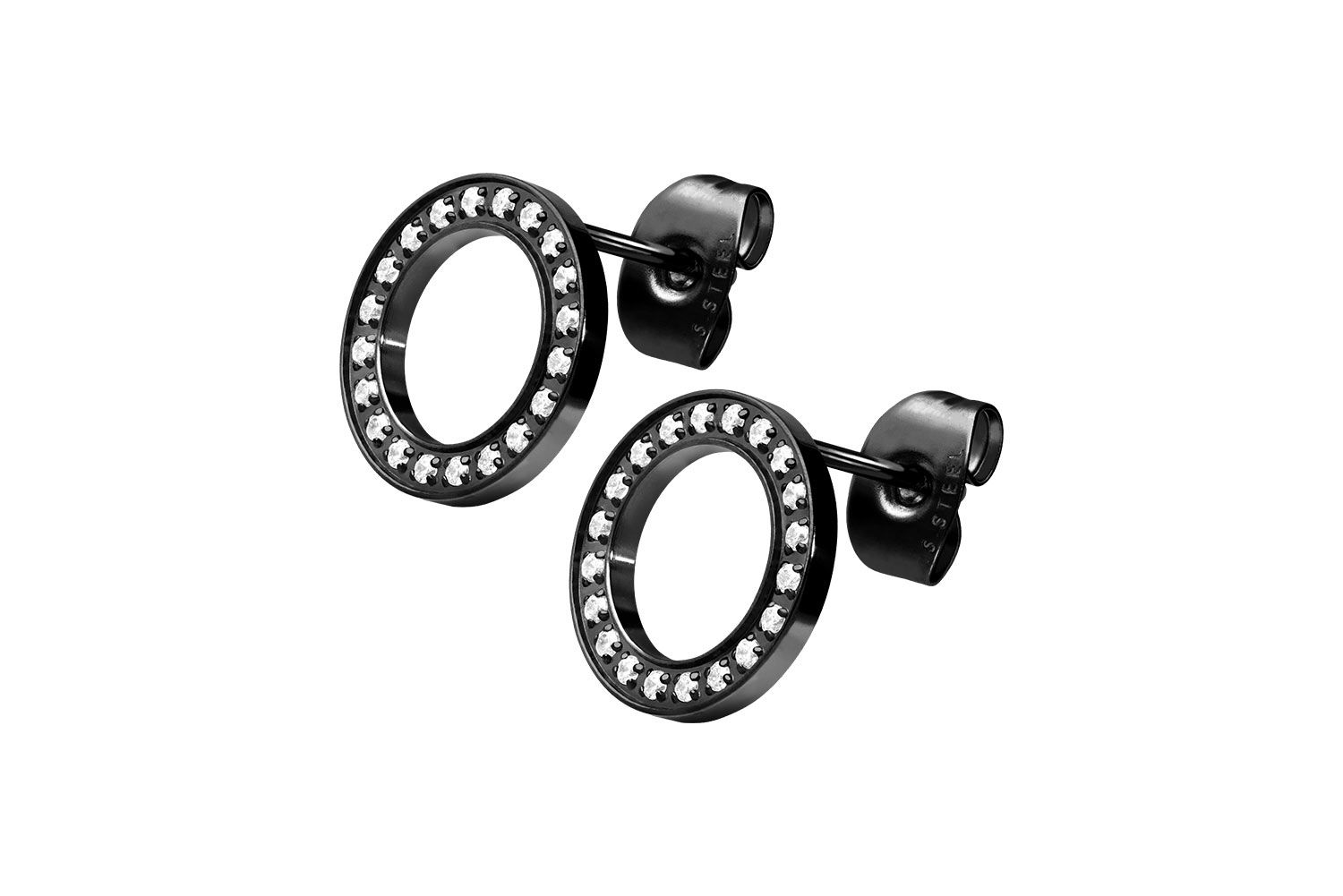 Surgical steel ear studs CRYSTAL CIRCLE