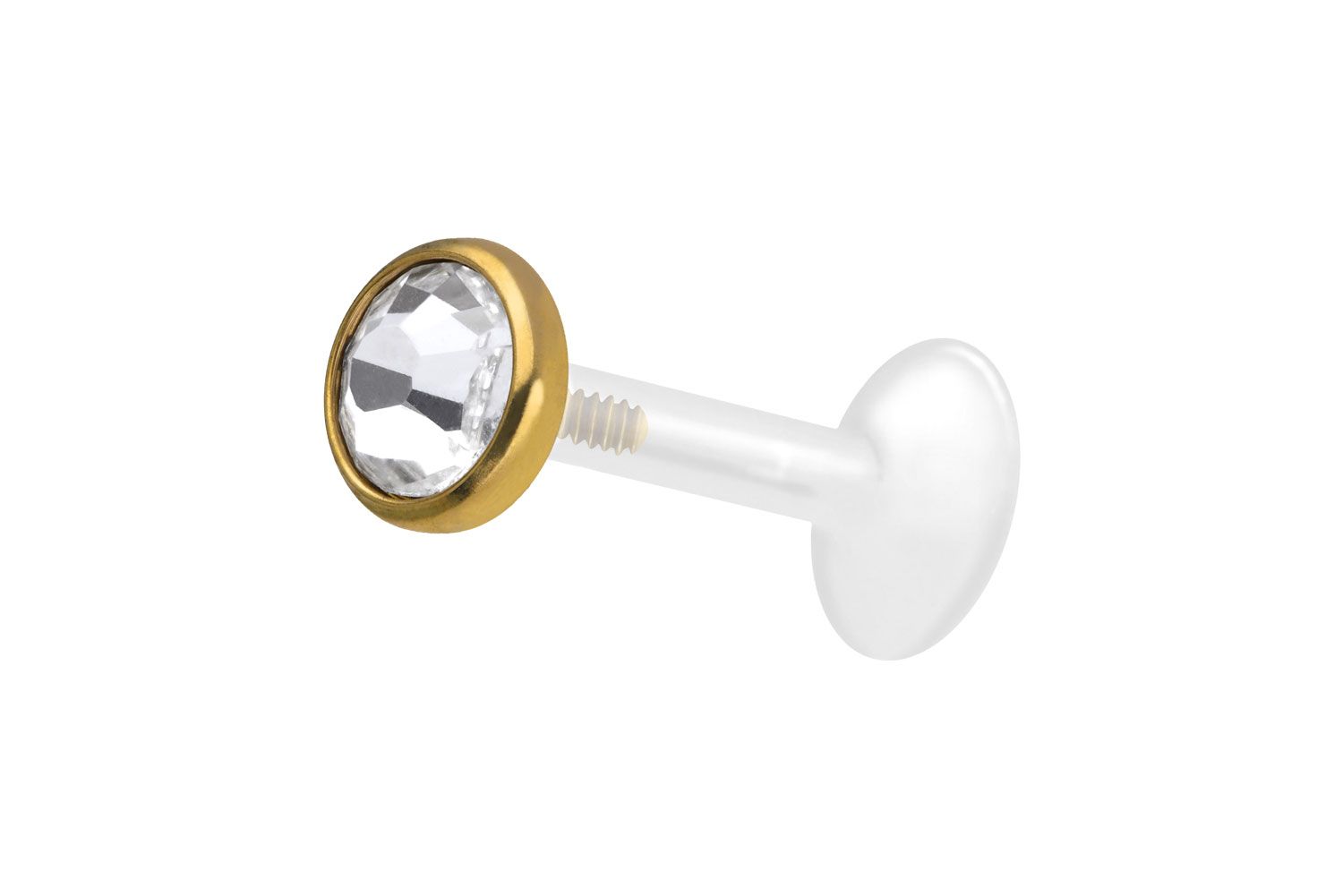 PTFE labret wih internal thread + titanium attachment CRYSTAL DISC