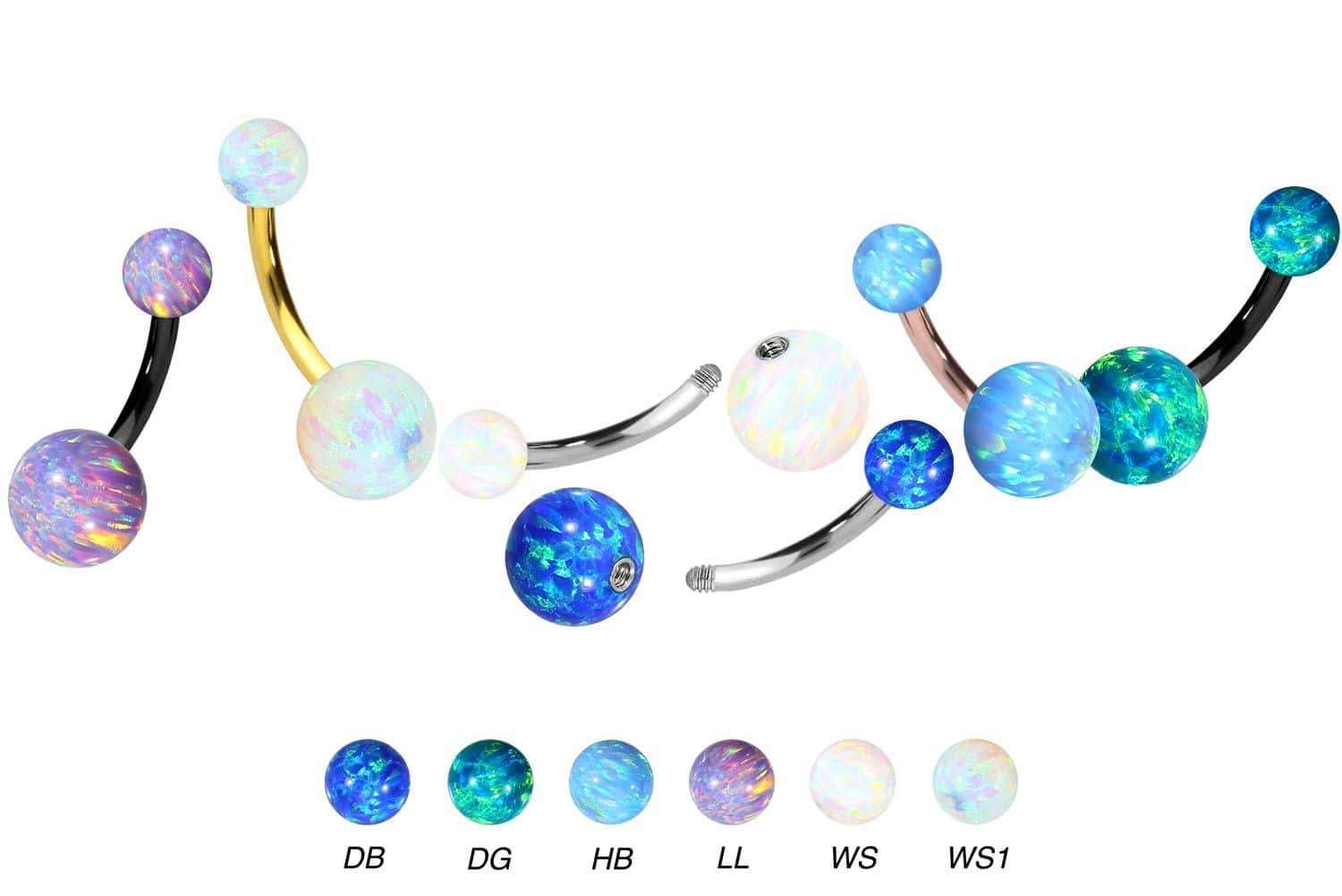 Surgical steel bananabell SYNTHETIC OPALS