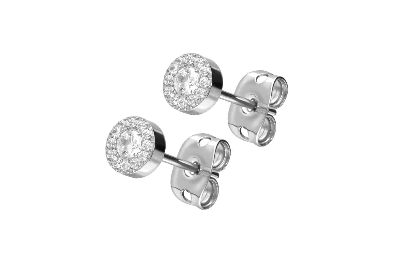 Titanium ear studs CRYSTAL DISC