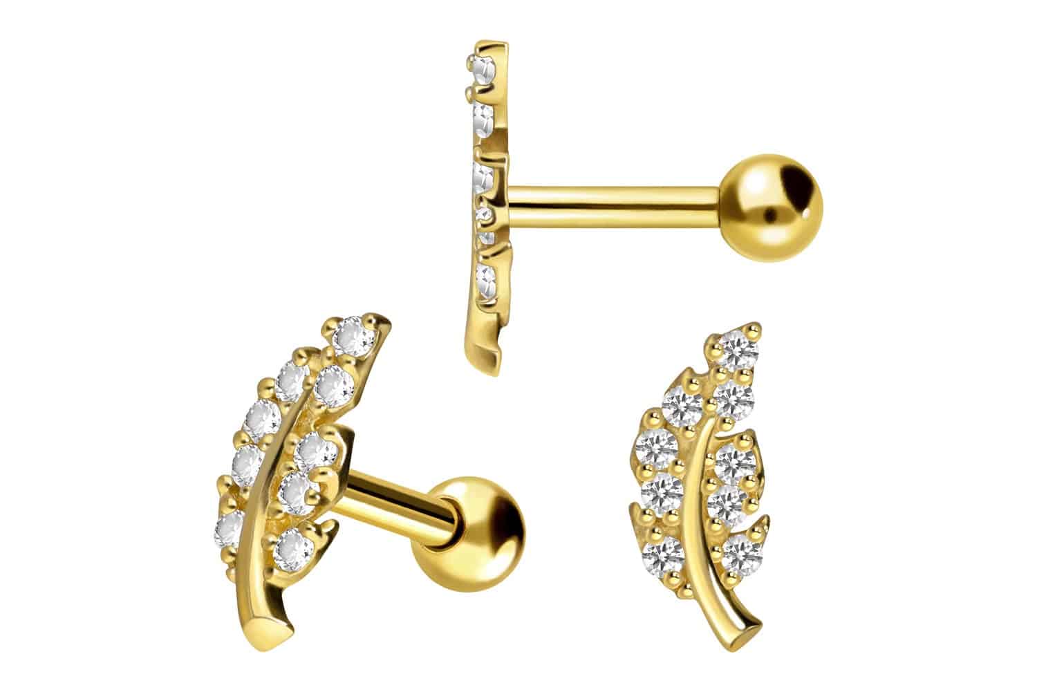 18 Karat Gold Ohrpiercing KRISTALLBLATT