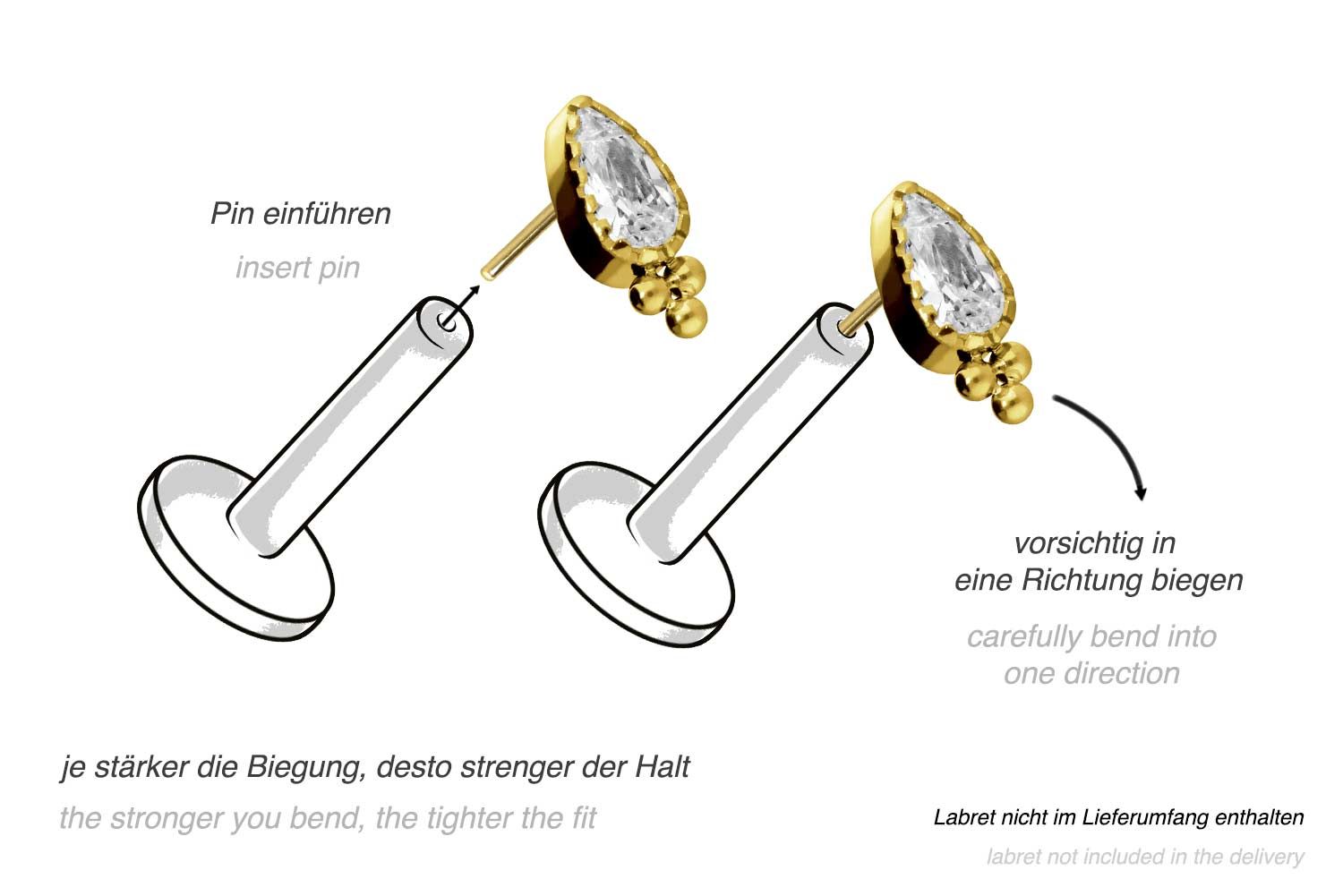 Titanium attachment with push pin CRSTAL DROP + BALLS