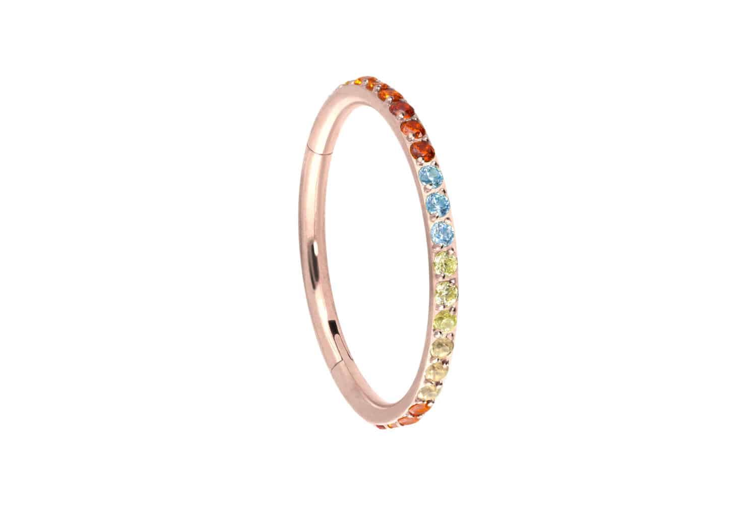 Titanium segment ring clicker SETTED MULTICOLORED CRYSTALS