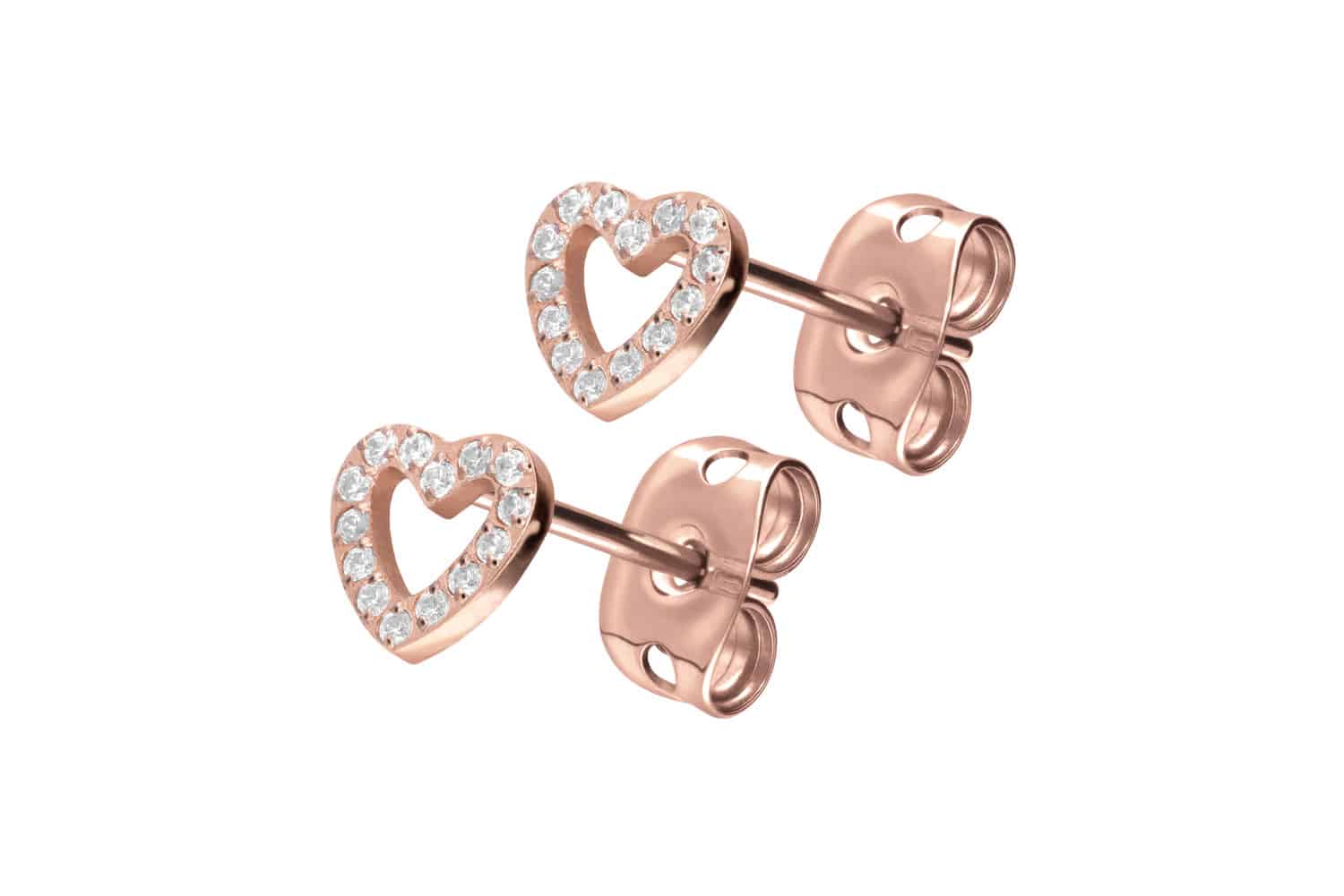 Titanium ear studs CRYSTAL HEART