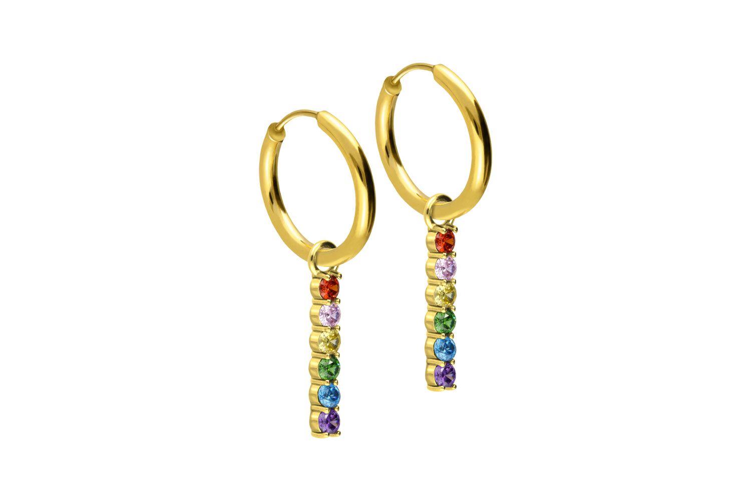 Surgical steel ear clicker creoles MULTICOLORED CRYSTAL BAR