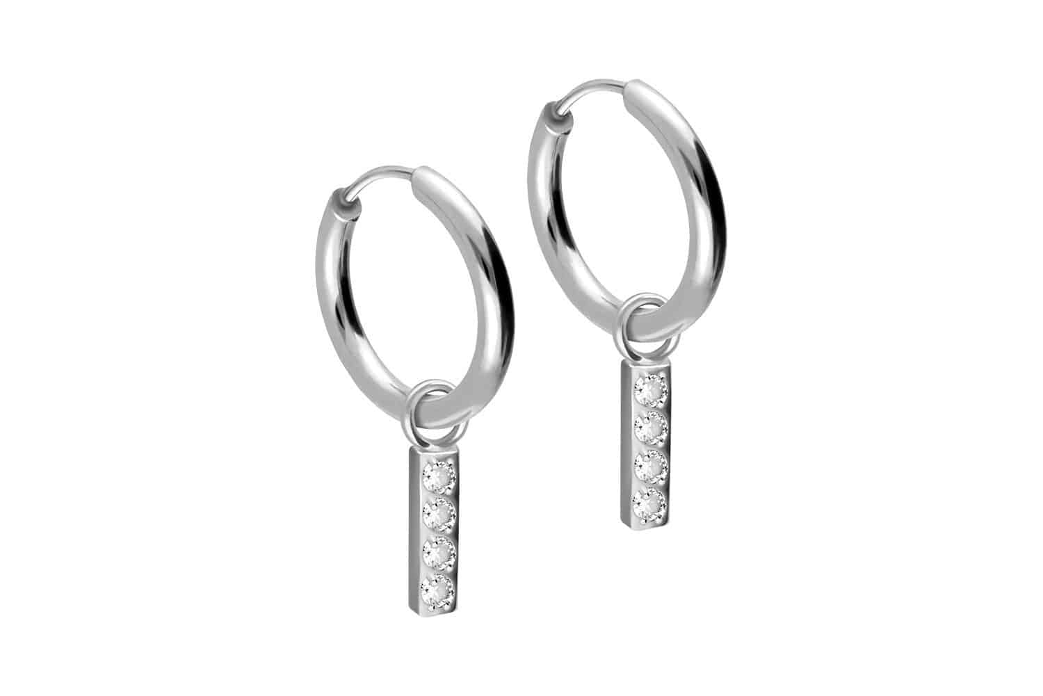 Surgical steel ear clicker creoles CRYSTAL BAR