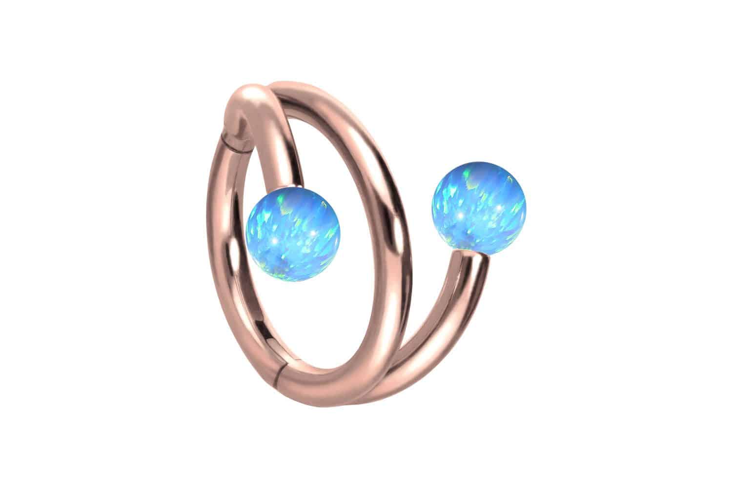 Titanium segment ring clicker with internal thread 3 RINGS + 2 SYNTHETIC OPALS