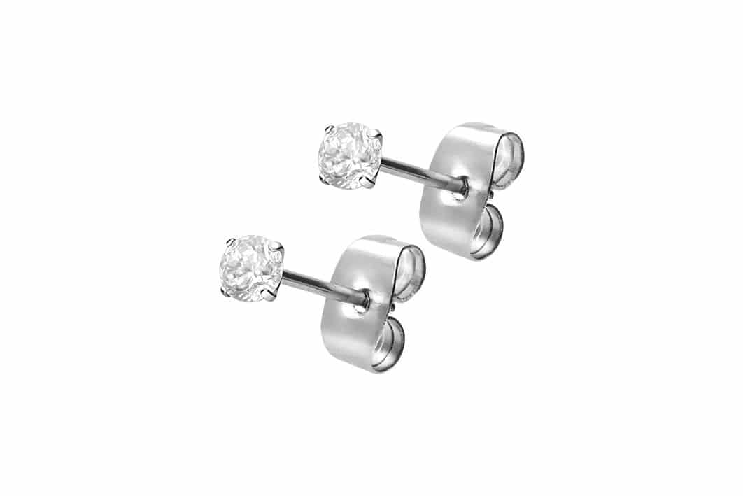 Surgical steel ear studs SETTED CRYSTAL