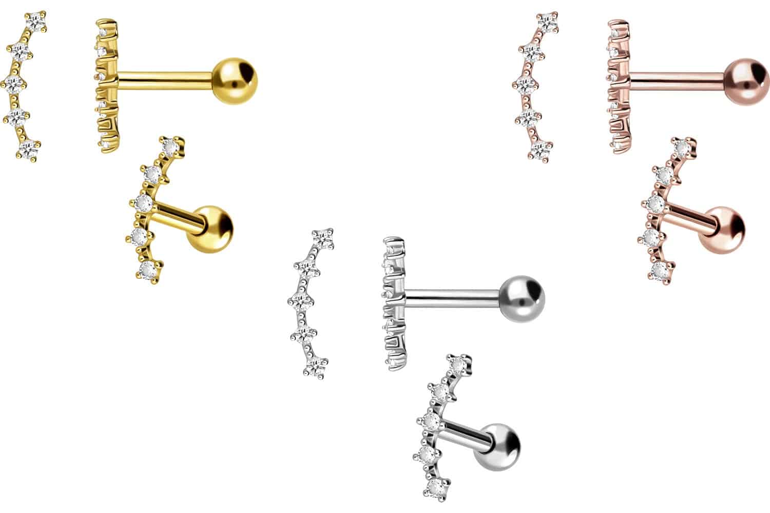 18 Karat Gold Ohrpiercing 5 EINGEFASSTE KRISTALLE