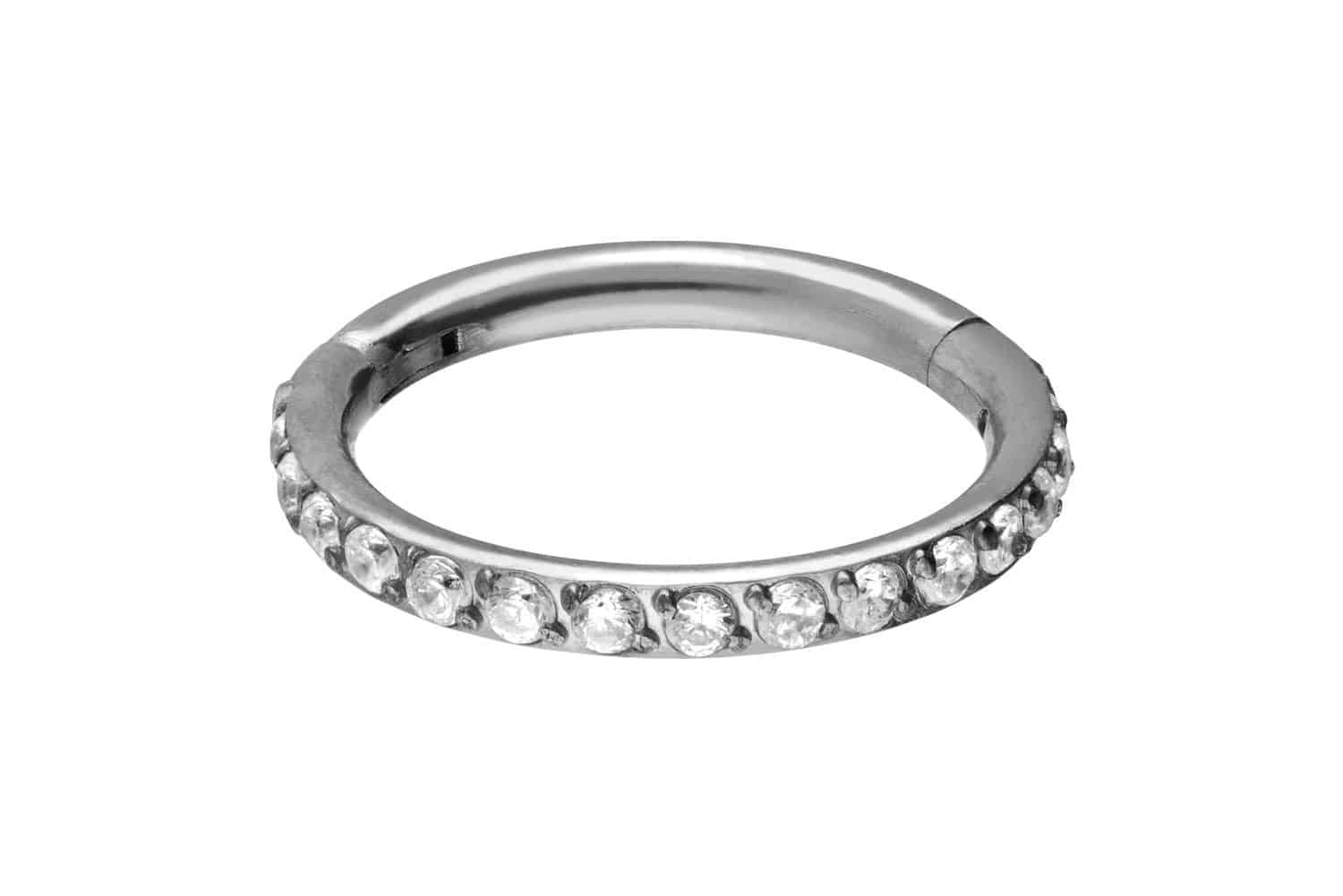 Titanium segment ring clicker SETTED CRYSTALS