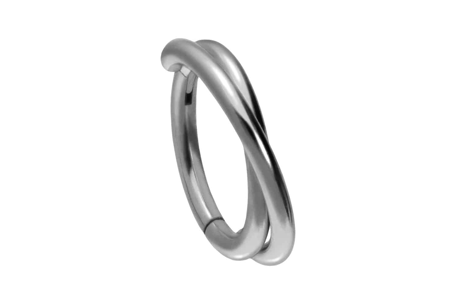 Titanium segment ring clicker 2 CROSSED RINGS