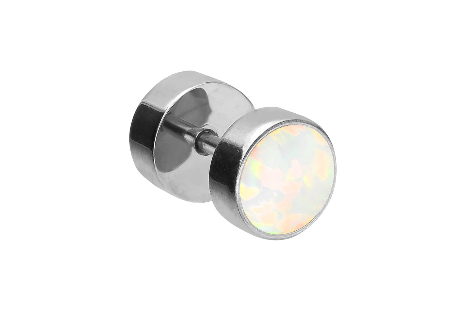 Surgical steel fake plug SYNTHETIC OPAL ++SALE++